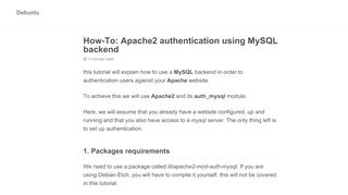 
                            8. How-To: Apache2 authentication using MySQL backend - Debuntu