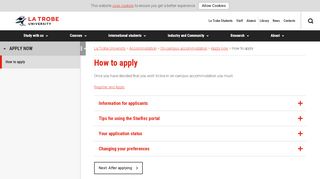 
                            4. How to apply, Accommodation , La Trobe University