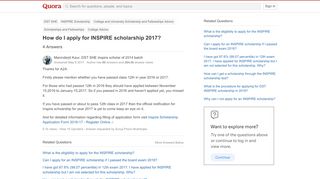 
                            13. How to apply for INSPIRE scholarship 2017 - Quora