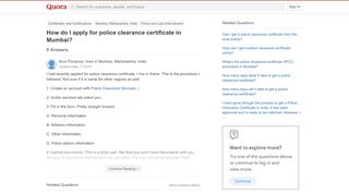 
                            8. How to apply for police clearance certificate in Mumbai - Quora