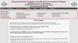 
                            7. How to apply - For SET Exam - Pune University