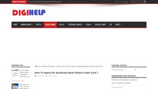 
                            13. How To Apply For Syndicate Bank Global Credit Card ?