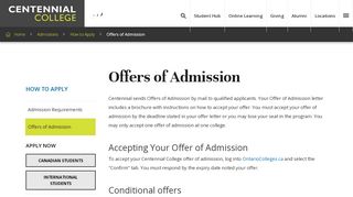 
                            5. How to Apply | Offers of Admission - Centennial College