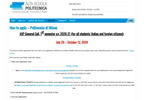 
                            11. How to apply – Politecnico di Milano | Alta Scuola Politecnica