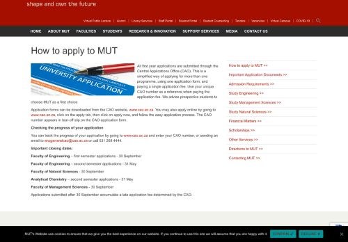 
                            11. How to apply to MUT - Mangosuthu University of Technology