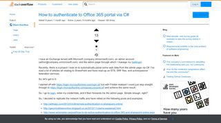 
                            12. How to authenticate to Office 365 portal via C# - Stack Overflow