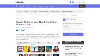 
                            8. How to Authorize Your New PC with Your iTunes Account - Laptop Mag