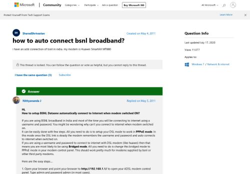 
                            12. how to auto connect bsnl broadband? - Microsoft Community