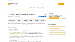 
                            12. How to auto forward emails from Zoho : Freshsales