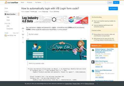 
                            8. How to automatically login with VB Login form code? - Stack Overflow