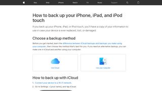 
                            1. How to back up your iPhone, iPad, and iPod touch - Apple Support