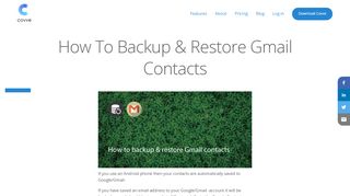 
                            6. How To Backup & Restore Gmail Contacts - Covve