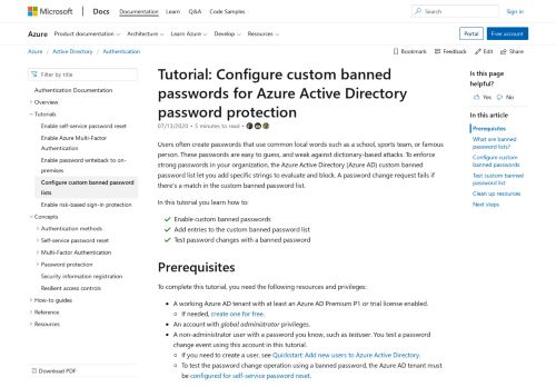 
                            1. How to ban passwords in Azure AD | Microsoft Docs