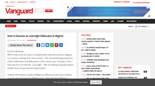 
                            12. How to become an overnight billionaire in Nigeria - Vanguard News ...