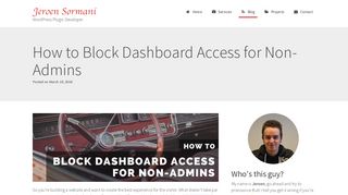 
                            11. How to Block Dashboard Access for Non-Admins | Jeroen Sormani