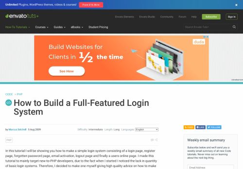 
                            3. How to Build a Full-Featured Login System - Code Tuts - Envato Tuts+