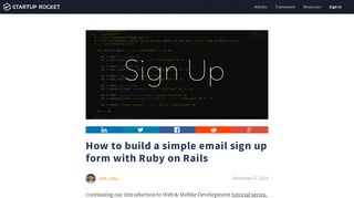 
                            12. How to build a simple email sign up form with Ruby on Rails