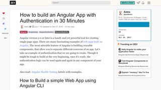 
                            1. How to build an Angular App with Authentication in 30 Minutes - DEV ...