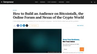 
                            9. How to Build an Audience on Bitcointalk, the Online Forum and ...