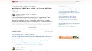 
                            10. How to buy from 1688.com if I'm outside of China - Quora