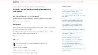 
                            3. How to bypass a suspicious login attempt on Instagram - Quora