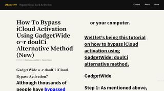 
                            9. How To Bypass iCloud Activation Using GadgetWide o~r doulCi ...