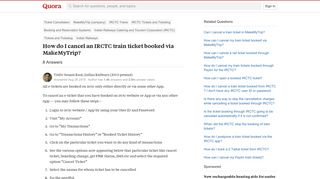 
                            7. How to cancel an IRCTC train ticket booked via MakeMyTrip - Quora