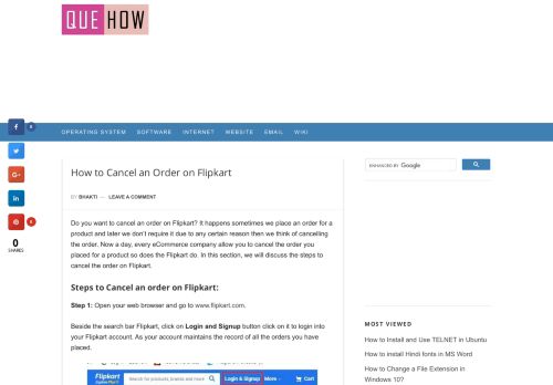 
                            8. How to cancel an Order on Flipkart: 8 steps (with Images) - QueHow