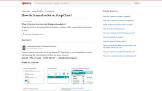 
                            8. How to cancel order on ShopClues - Quora