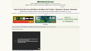
                            2. How To Cash Out Your 2016 Mavro On Mmm, Part 2 Video - Nairaland ...