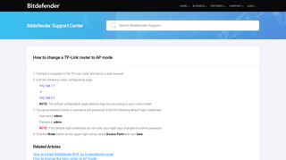 
                            6. How to change a TP-Link router to AP mode - Bitdefender