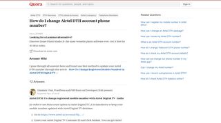 
                            11. How to change Airtel DTH account phone number - Quora