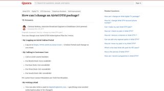 
                            1. How to change an Airtel DTH package - Quora