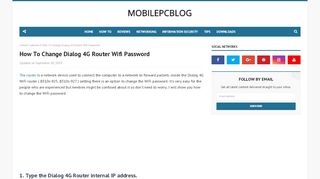 
                            13. How To Change Dialog 4G Router Wifi Password - mobile ...