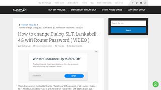 
                            8. How to change Dialog, SLT, Lankabell, 4G wifi Router Password ...