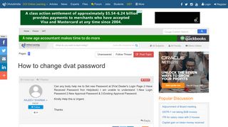
                            9. How to change dvat password - VAT Forum - CAclubindia