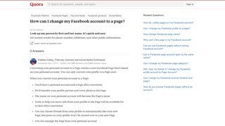 
                            6. How to change my Facebook account to a page - Quora