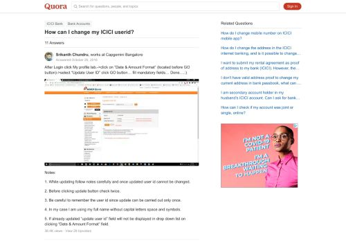 
                            11. How to change my ICICI userid - Quora