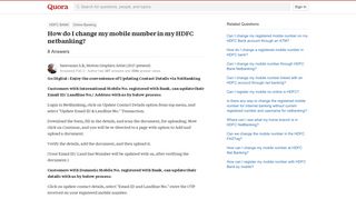 
                            7. How to change my mobile number in my HDFC netbanking - Quora