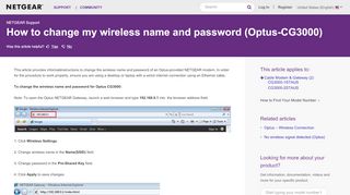 
                            6. How to change my wireless name and password (Optus-CG3000 ...