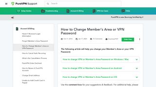 
                            2. How To change PureVPN Password - PureVPN Support