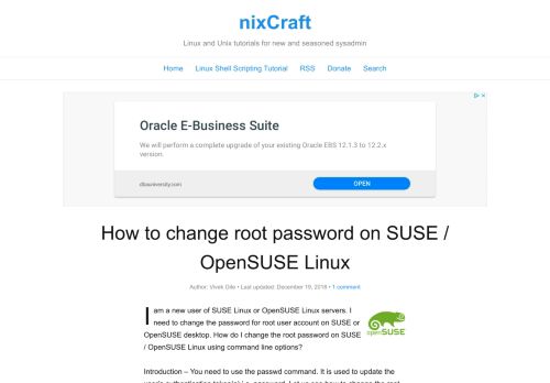 
                            7. How to change root password on SUSE / OpenSUSE Linux - nixCraft
