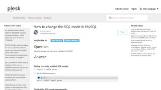 
                            4. How to change 'sql-mode' parameter for MySQL – Plesk Help Center
