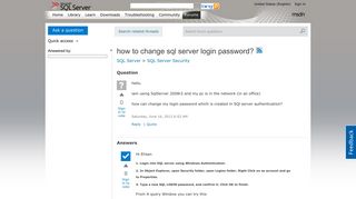 
                            3. how to change sql server login password? - MSDN - Microsoft