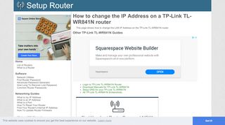 
                            9. How to change the ip address of the TP-Link TL-WR841N - SetupRouter