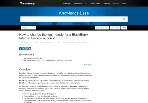 
                            2. How to change the login mode for a BlackBerry Internet Service account
