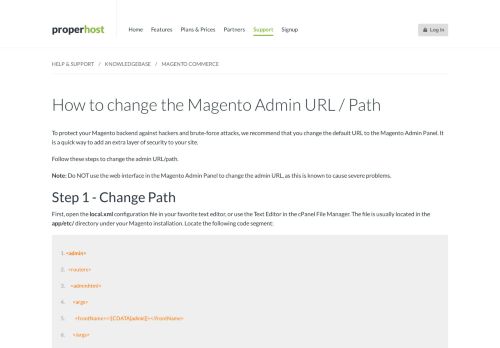 
                            8. How to change the Magento Admin URL / Path - ProperHost