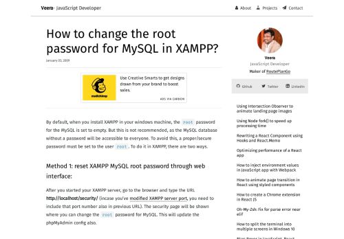 
                            11. How to change the root password for MySQL in XAMPP? - Veera Sundar