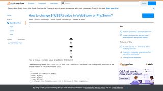 
                            9. How to change ${USER} value in WebStorm or PhpStorm?  ...