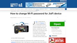 
                            11. How to change Wi-Fi password for JioFi device | Gadgets Now